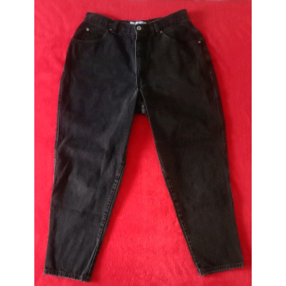 VTG Plus Size Black Denim Jeans 100% Cotton Women 16WP High Rise Grunge Skater